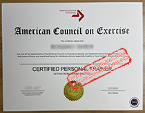 Fake American Council on Exercise Certificate